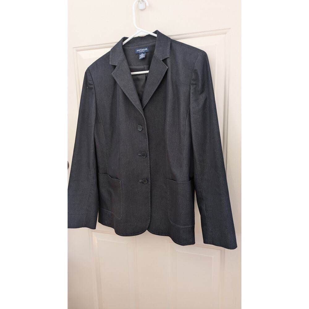 Ann Taylor Two Button Stretch Navy Blue Blazer  Size 14, Business Casual